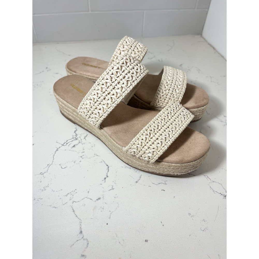 Old Navy Women's Cream Double Strap Espadrille Platform Sandals US 9 EU 40